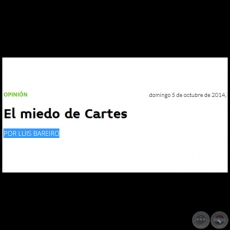 EL MIEDO DE CARTES - Por LUIS BAREIRO - Domingo, 05 de Octubre de 2014